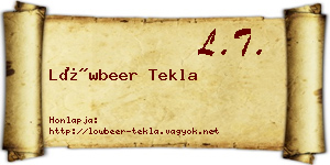 Löwbeer Tekla névjegykártya